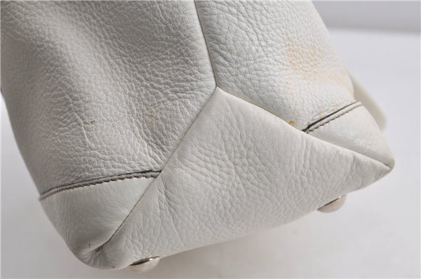 Authentic GUCCI Vintage Shoulder Tote Bag Leather 232973 White 7153F