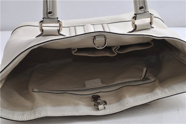 Authentic GUCCI Vintage Shoulder Tote Bag Leather 232973 White 7153F