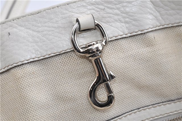 Authentic GUCCI Vintage Shoulder Tote Bag Leather 232973 White 7153F
