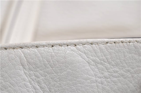 Authentic GUCCI Vintage Shoulder Tote Bag Leather 232973 White 7153F