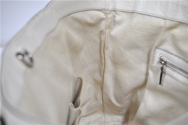 Authentic GUCCI Vintage Shoulder Tote Bag Leather 232973 White 7153F