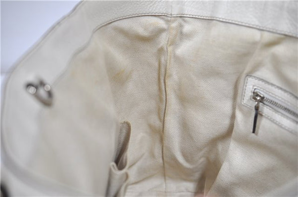 Authentic GUCCI Vintage Shoulder Tote Bag Leather 232973 White 7153F