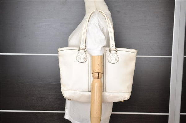 Authentic GUCCI Vintage Shoulder Tote Bag Leather 232973 White 7153F