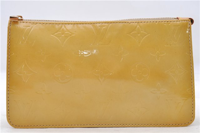 Authentic LOUIS VUITTON Vernis Lexington Hand Bag Pouch Yellow M91010 LV 7154C