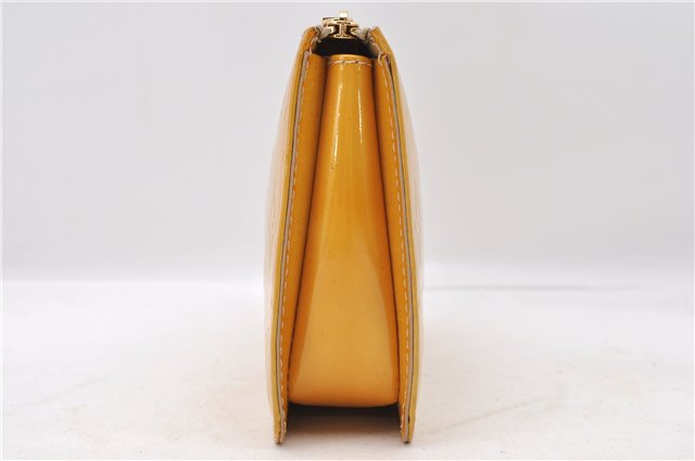 Authentic LOUIS VUITTON Vernis Lexington Hand Bag Pouch Yellow M91010 LV 7154C