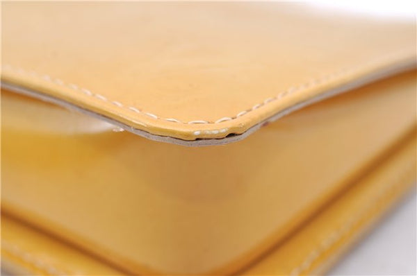 Authentic LOUIS VUITTON Vernis Lexington Hand Bag Pouch Yellow M91010 LV 7154C