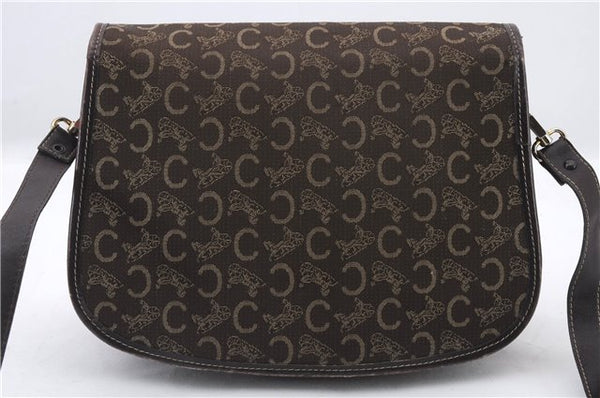 Authentic CELINE C Macadam Blason Shoulder Bag Purse Canvas Leather Brown 7155C