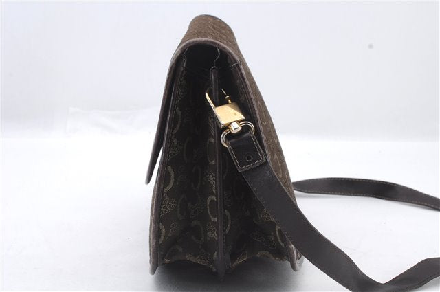Authentic CELINE C Macadam Blason Shoulder Bag Purse Canvas Leather Brown 7155C