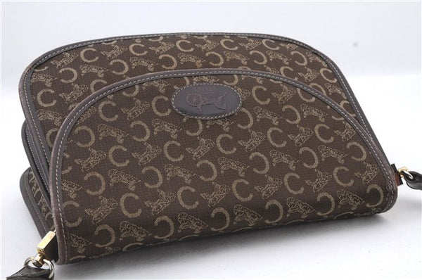 Authentic CELINE C Macadam Blason Shoulder Bag Purse Canvas Leather Brown 7155C
