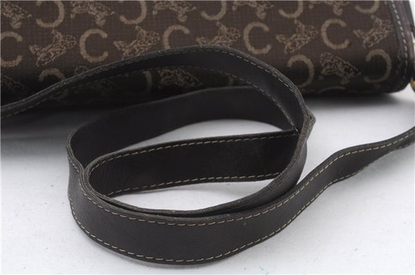 Authentic CELINE C Macadam Blason Shoulder Bag Purse Canvas Leather Brown 7155C