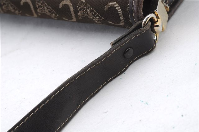 Authentic CELINE C Macadam Blason Shoulder Bag Purse Canvas Leather Brown 7155C