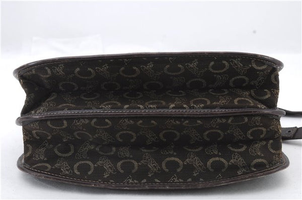 Authentic CELINE C Macadam Blason Shoulder Bag Purse Canvas Leather Brown 7155C