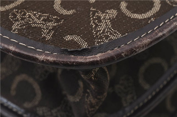 Authentic CELINE C Macadam Blason Shoulder Bag Purse Canvas Leather Brown 7155C