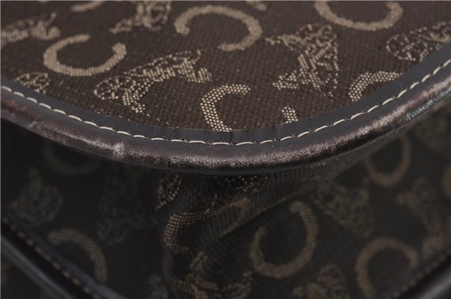 Authentic CELINE C Macadam Blason Shoulder Bag Purse Canvas Leather Brown 7155C