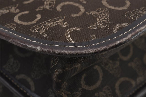 Authentic CELINE C Macadam Blason Shoulder Bag Purse Canvas Leather Brown 7155C