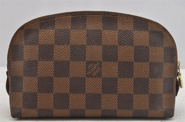 Authentic Louis Vuitton Damier Pochette Cosmetic PM Pouch N47516 LV 7155I