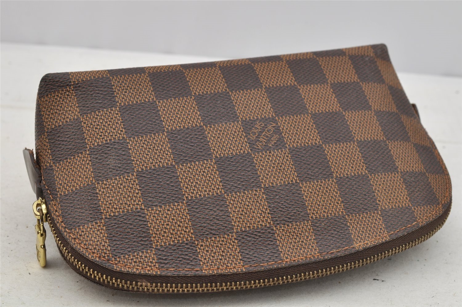 Authentic Louis Vuitton Damier Pochette Cosmetic PM Pouch N47516 LV 7155I