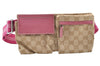 Authentic GUCCI Sherry Line Waist Body Bag GG Canvas Leather 162962 Beige 7156I