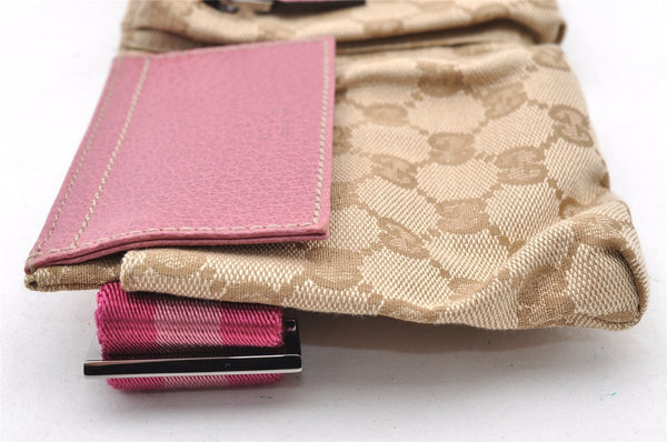 Authentic GUCCI Sherry Line Waist Body Bag GG Canvas Leather 162962 Beige 7156I
