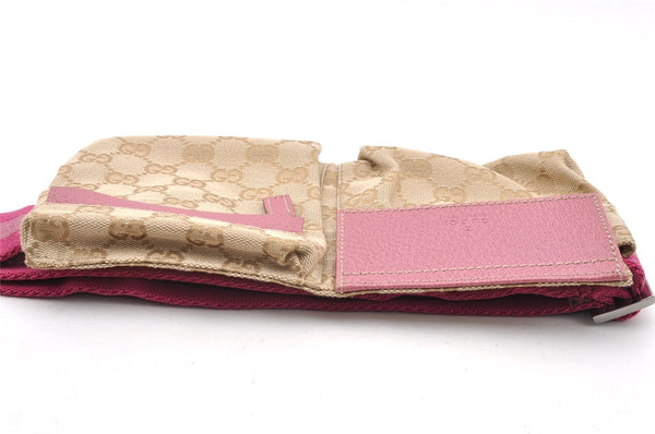 Authentic GUCCI Sherry Line Waist Body Bag GG Canvas Leather 162962 Beige 7156I