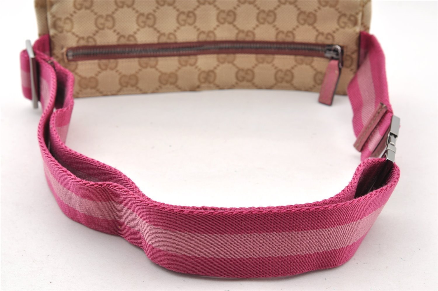 Authentic GUCCI Sherry Line Waist Body Bag GG Canvas Leather 162962 Beige 7156I