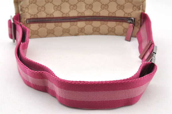Authentic GUCCI Sherry Line Waist Body Bag GG Canvas Leather 162962 Beige 7156I