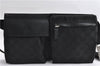 Authentic GUCCI Waist Body Bum Bag Purse GG Canvas Leather 28566 Black 7157E
