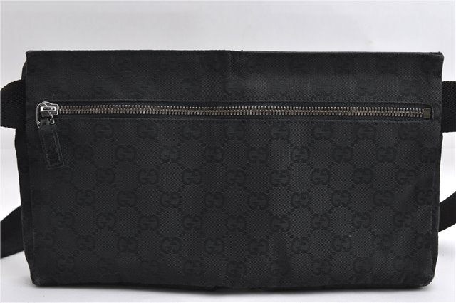 Authentic GUCCI Waist Body Bum Bag Purse GG Canvas Leather 28566 Black 7157E