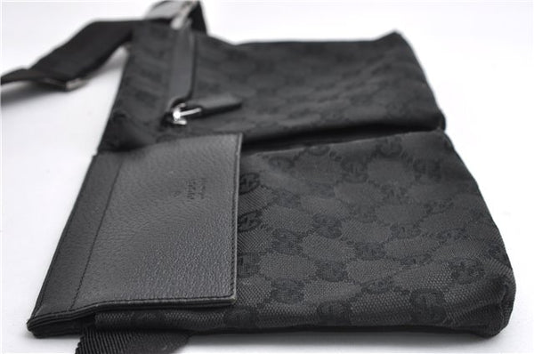 Authentic GUCCI Waist Body Bum Bag Purse GG Canvas Leather 28566 Black 7157E