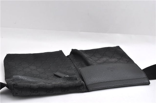 Authentic GUCCI Waist Body Bum Bag Purse GG Canvas Leather 28566 Black 7157E