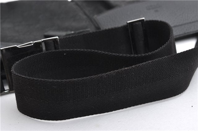 Authentic GUCCI Waist Body Bum Bag Purse GG Canvas Leather 28566 Black 7157E