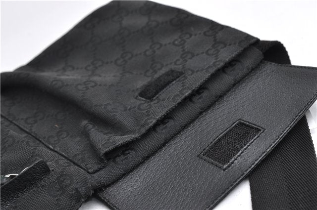 Authentic GUCCI Waist Body Bum Bag Purse GG Canvas Leather 28566 Black 7157E