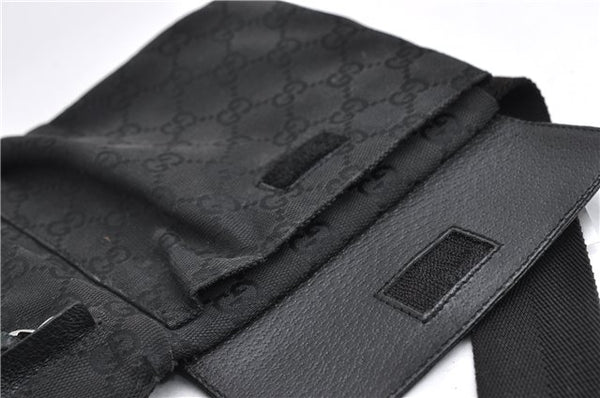 Authentic GUCCI Waist Body Bum Bag Purse GG Canvas Leather 28566 Black 7157E