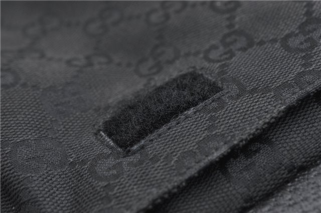 Authentic GUCCI Waist Body Bum Bag Purse GG Canvas Leather 28566 Black 7157E