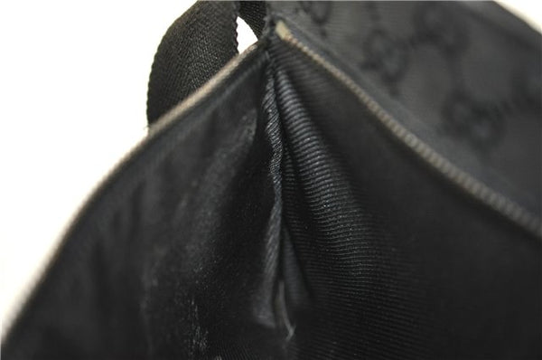 Authentic GUCCI Waist Body Bum Bag Purse GG Canvas Leather 28566 Black 7157E