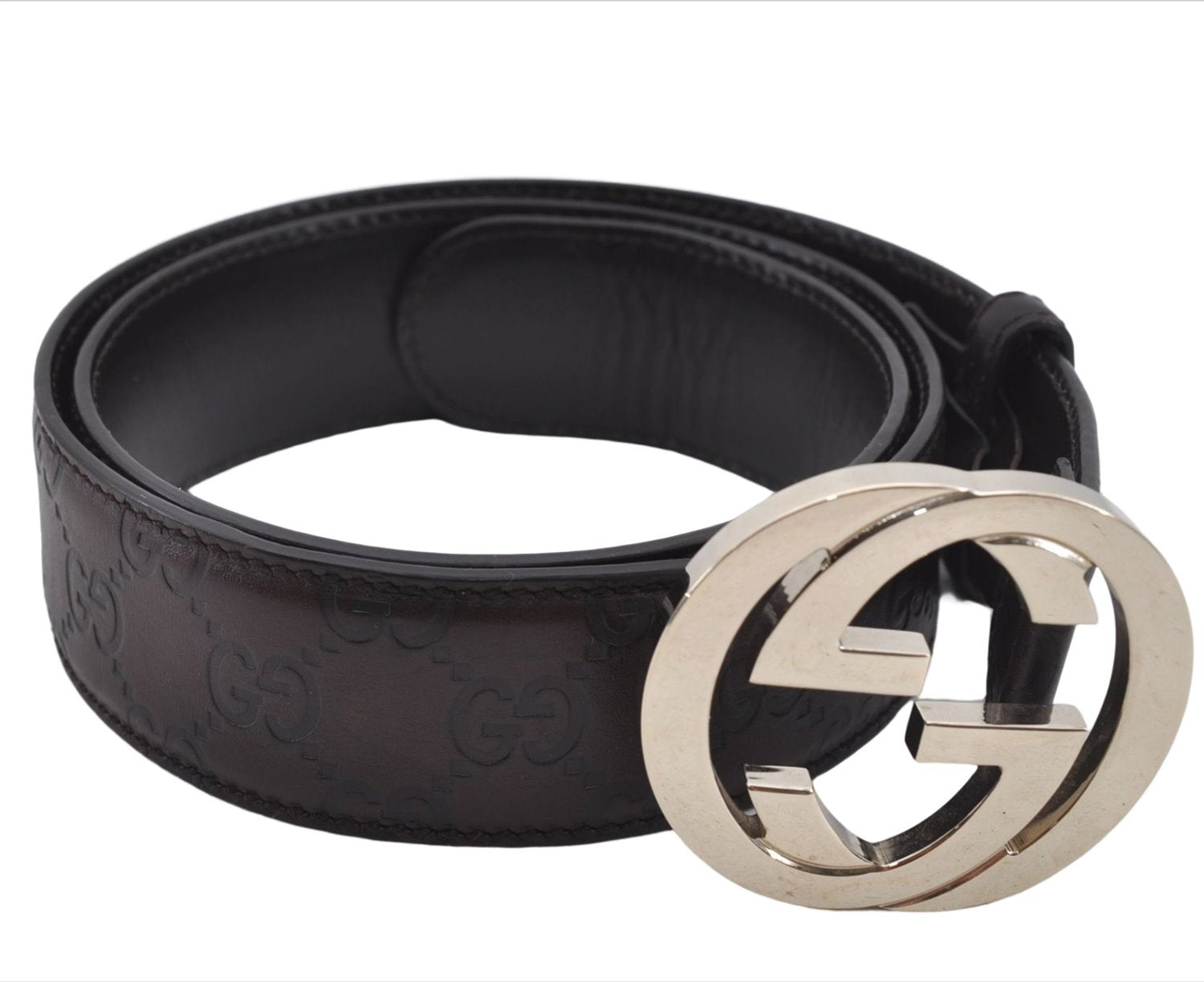 Authentic GUCCI Guccissima Belt GG Leather Size 85cm 33.5