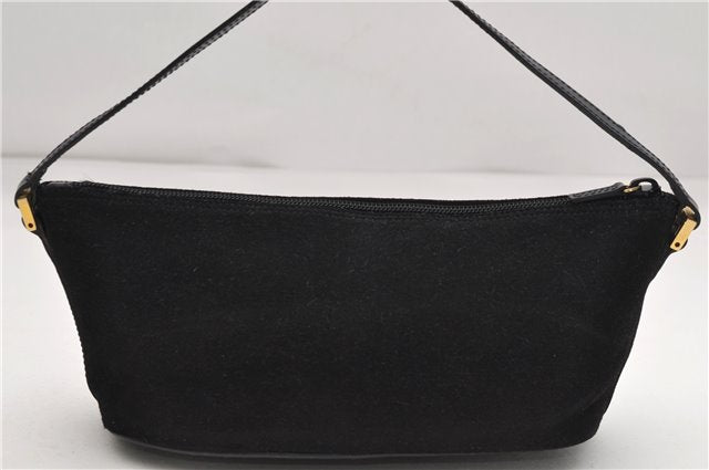 Authentic GUCCI Hand Bag Pouch Purse Suede Leather 0391103 Black 7159D