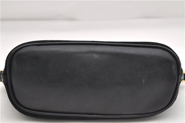 Authentic GUCCI Hand Bag Pouch Purse Suede Leather 0391103 Black 7159D