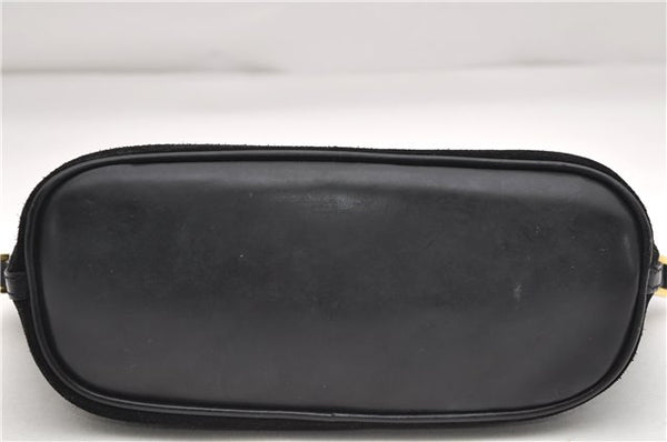 Authentic GUCCI Hand Bag Pouch Purse Suede Leather 0391103 Black 7159D