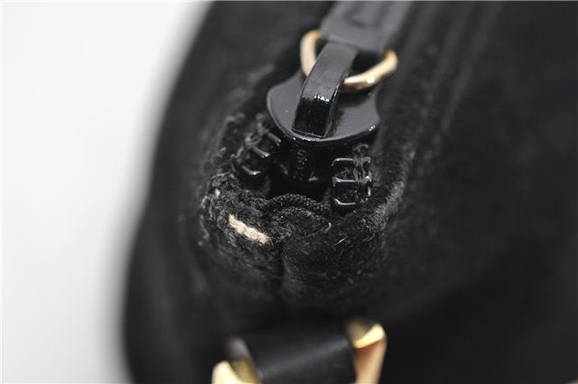 Authentic GUCCI Hand Bag Pouch Purse Suede Leather 0391103 Black 7159D