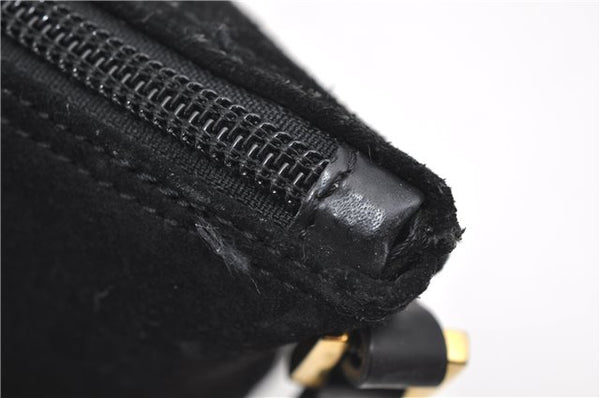 Authentic GUCCI Hand Bag Pouch Purse Suede Leather 0391103 Black 7159D