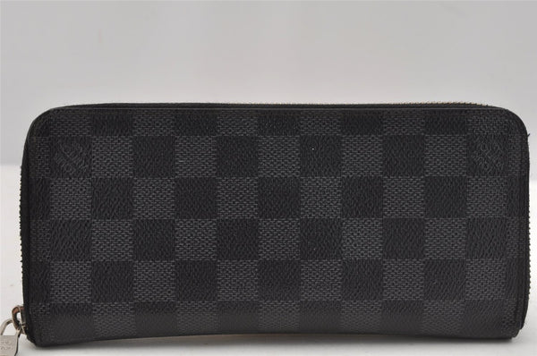 Authentic Louis Vuitton Damier Graphite Zippy Wallet Vertical N63095 LV 7159I