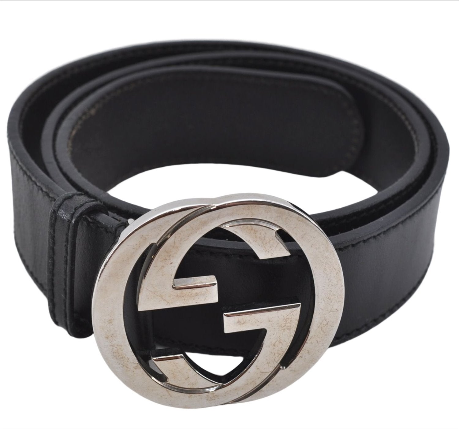 Authentic GUCCI Interlocking G Belt Leather Size 90cm 35.4