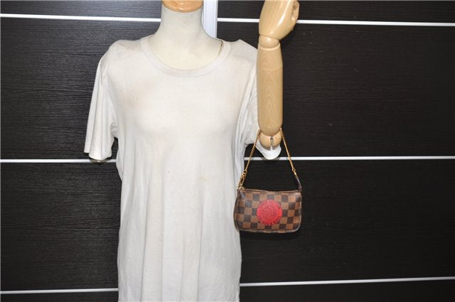 Auth Louis Vuitton Damier Mini Pochette Accessoires T&B Pouch N58011 LV 7162D