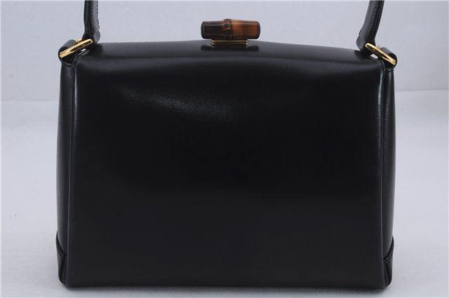 Authentic GUCCI Bamboo Shoulder Hand Bag Purse Leather Black 7163D