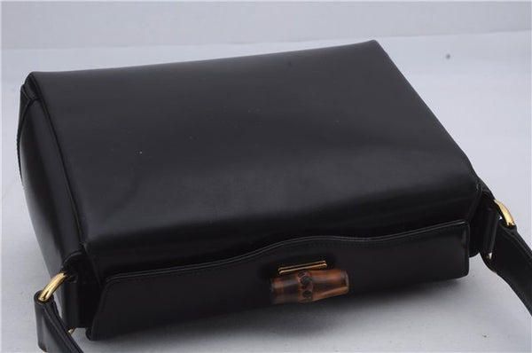 Authentic GUCCI Bamboo Shoulder Hand Bag Purse Leather Black 7163D