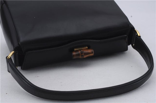 Authentic GUCCI Bamboo Shoulder Hand Bag Purse Leather Black 7163D