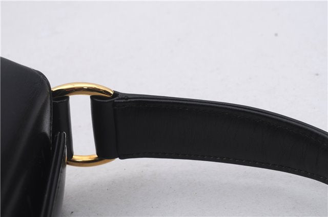 Authentic GUCCI Bamboo Shoulder Hand Bag Purse Leather Black 7163D