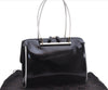 Authentic GUCCI Vintage Hand Bag Purse Enamel Black 7163E
