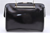Authentic GUCCI Vintage Hand Bag Purse Enamel Black 7163E